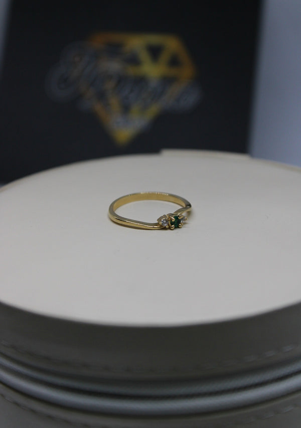 ANILLO CIRCON BLANCO Y VERDE ORO18KT NAC T7 REF1291