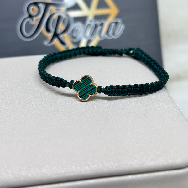 Pulsera trébol tejida Oro18kt
