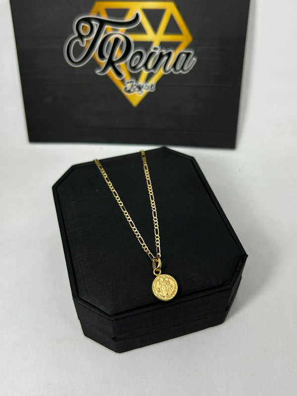 COMBO CADENA CARTIER 2GR 49,4CM 2MM ITA + DIJE MINI SAN BENITO 0,4 NACI ORO 18KT