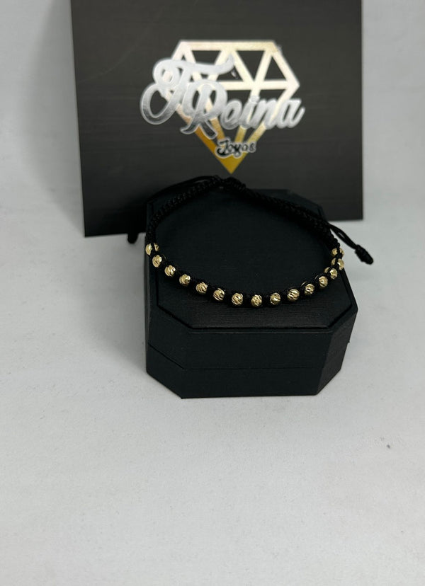 PULSERA TEJIDA HILO NEGRO ORO 18KT NAC REF1449