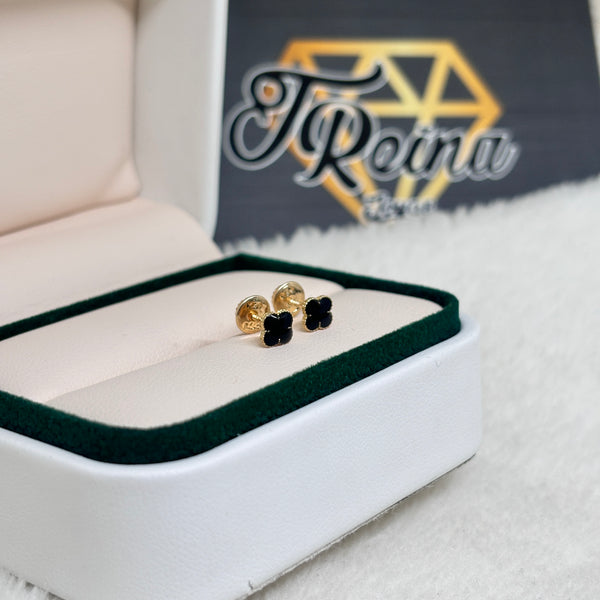 Topos mini trebol oro18k negro