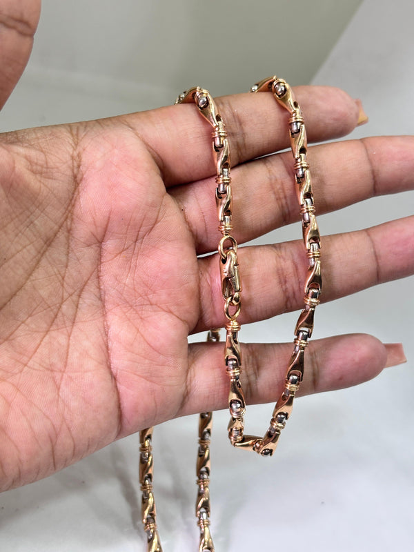 CADENA RUSTICA 53,30GR 70CM 5MM NACI ORO ROSADO Y BLANCO 18KT