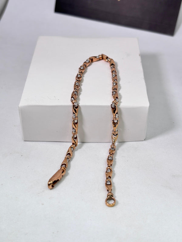 TOBILLERA RUSTICA 9,80GR 24CM NACI ORO BLANCO Y ROSA ORO 18KT