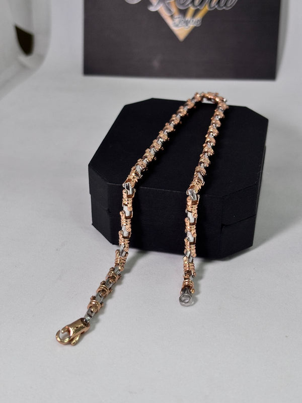 TOBILLERA RUSTICA 22,52GR 27CM NACI ORO ROSA Y BLANCO 18KT
