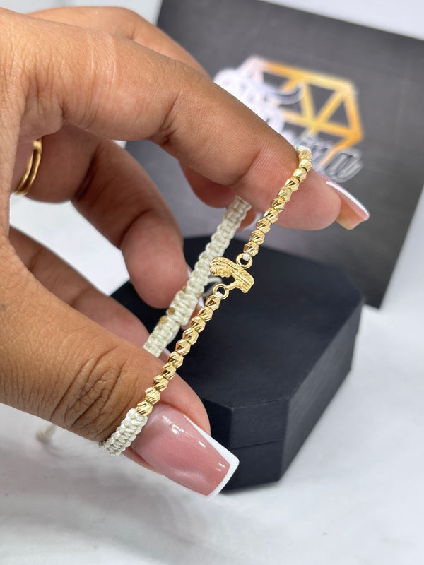 PULSERA TEJIDA VIRGEN 1,32GR 20 BALINES #3 NACI ORO 18KT