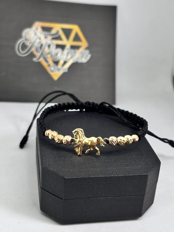 PULSERA TEJIDA CABALLO 1,92GR BALIN #5 Y #6 ORO ROSA Y AMARILLO NACI ORO 18KT