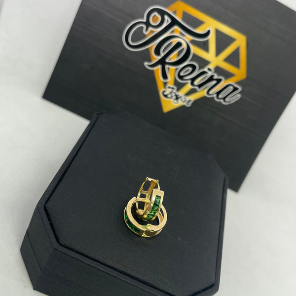 CANDONGAS CIRCONES VERDES 1,51GR 1,2CM NACÍ ORO 18KT