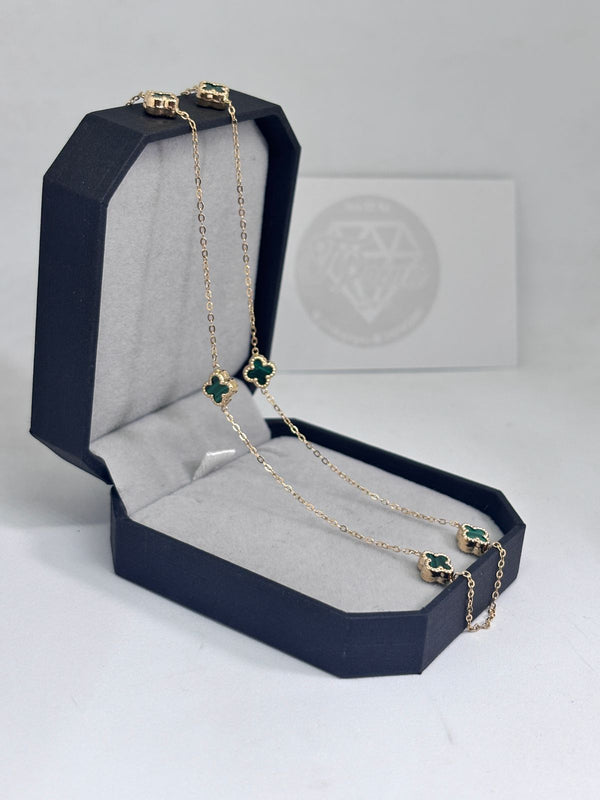 CADENA VAN CLEEF 6 TREBOLES VERDES 3,34GR 44CM ITA ORO 18KT