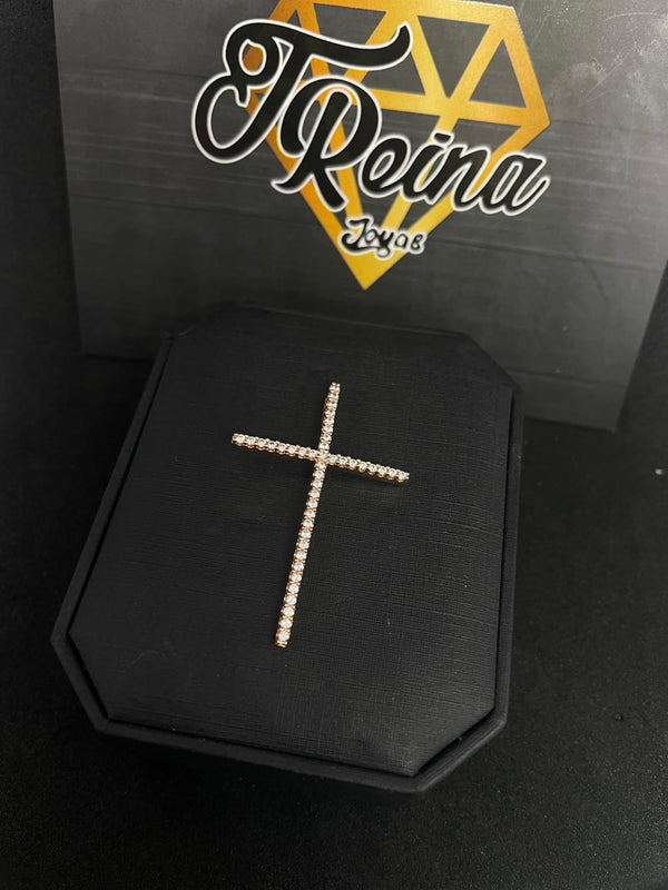 DIJE CRUZ CIRCONES 2,07GR LARGO 3,7CM ANCHO 2,4CM NACI ORO ROSA 18KT