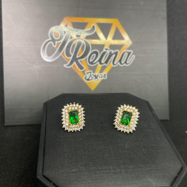 TOPOS CIRCONES VERDE Y BLANCO 4,15GR NACÍ ORO18KT