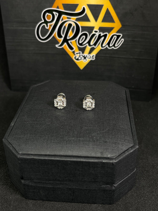 TOPOS DIAMANTES CUADRADOS ORO BLANCO 18KT