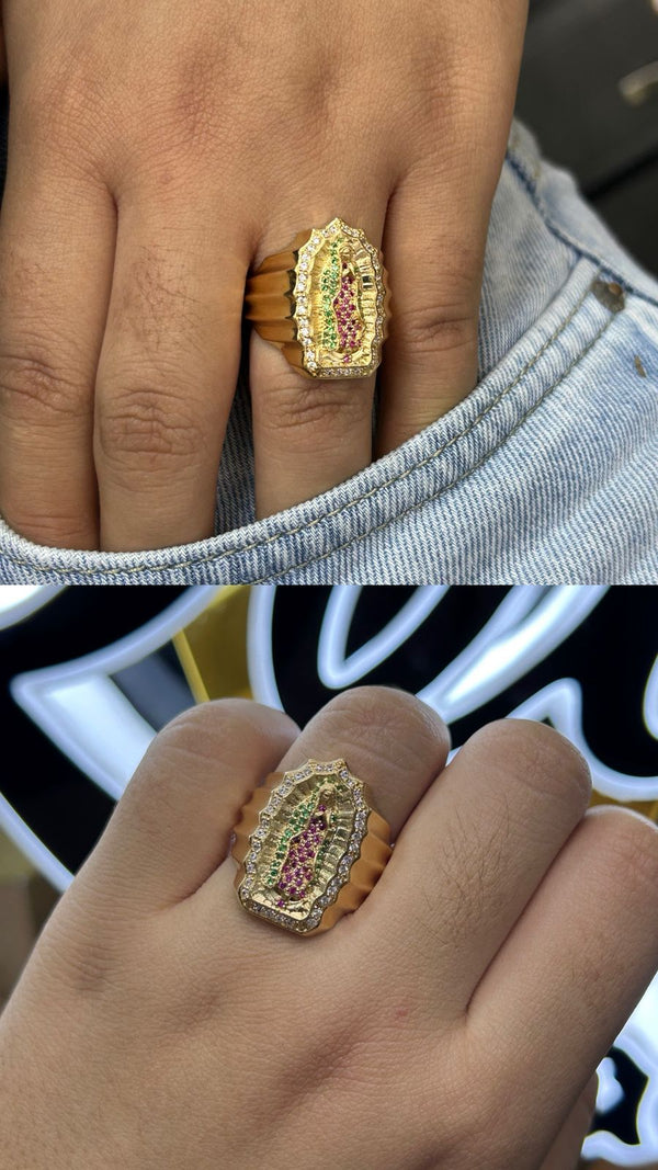 ANILLO VIRGEN GUADALUPE 10,62GR TALLA 10 NACI ORO 18KT
