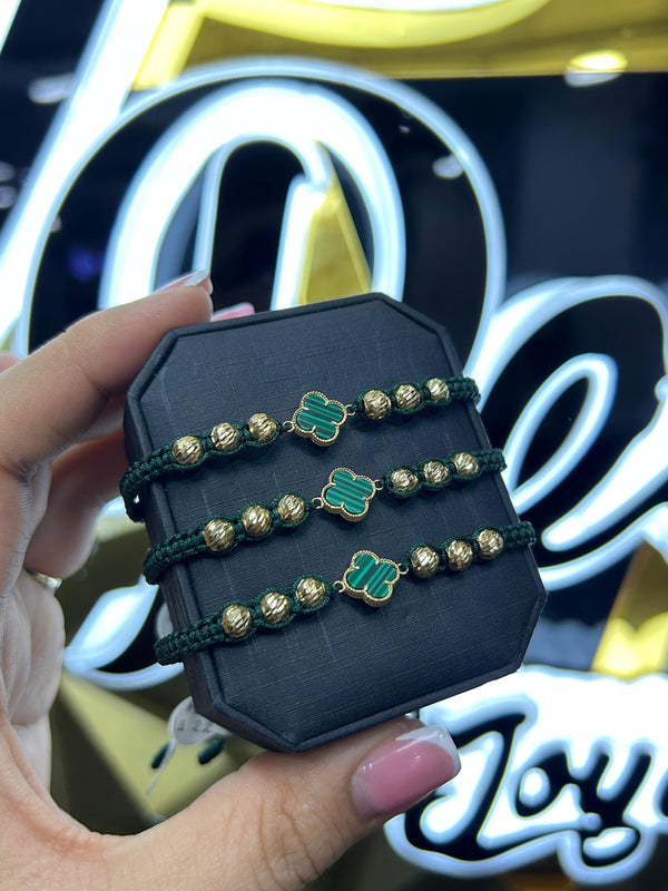PULSERA TEJIDA TRÉBOL 1,23GR BALÍN #5MM NACÍ ORO 18KT