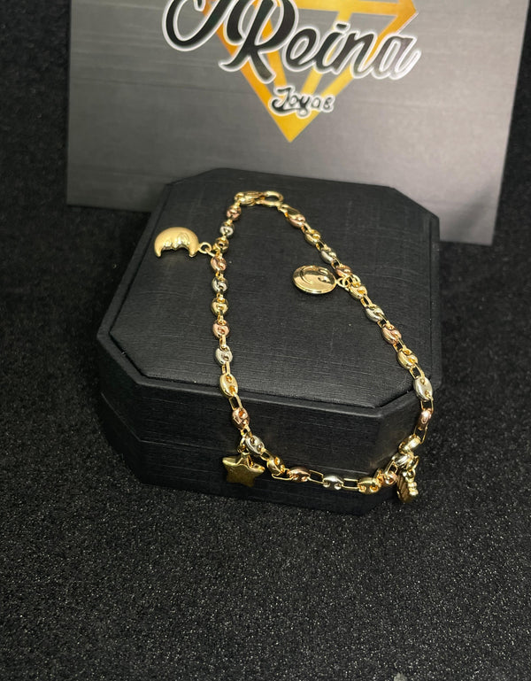 PULSERA GUCCI 3 OROS FIGURAS 3,00GR 18,5CM 3MM NACÍ ORO 18KT