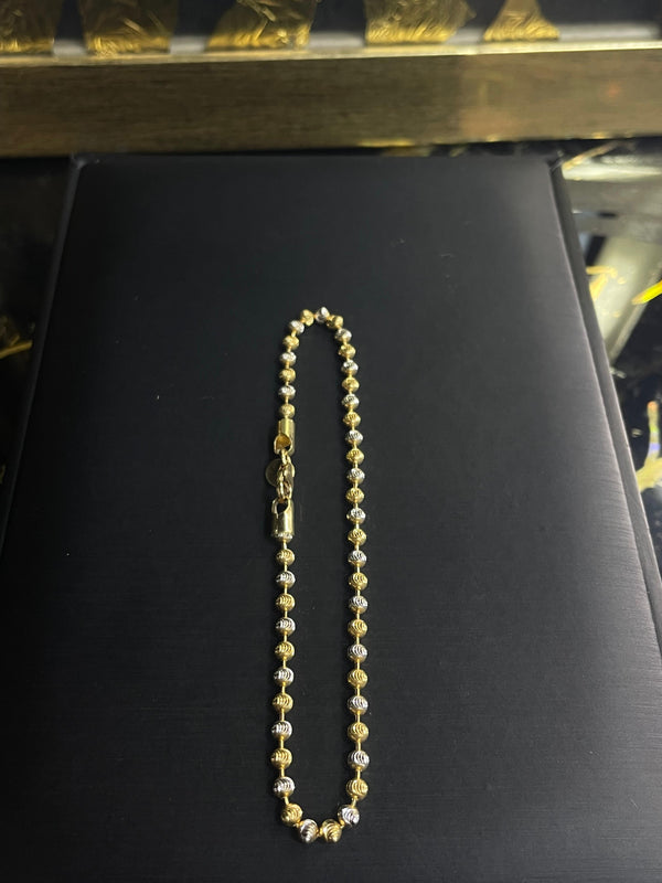 PULSERA MILITAR 2 OROS AMARILLO Y BLANCO CORTE LUNA DIAMANTADA 6,28GR 20CM 3MM ITA ORO 18KT