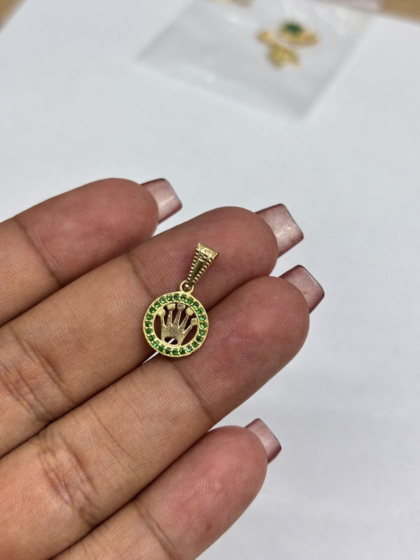 DIJE ROLEX CIRCONES VERDES 0,77D LARGO 1,7CM ANCHO 1CM NACI ORO 18KT