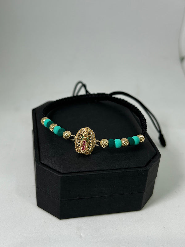 PULSERA VIRGEN NEOPRENO VERDE 1,72GR NACI ORO 18KT