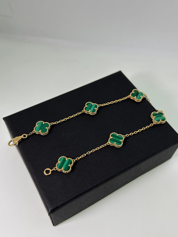 PULSERA VC VERDE 6 TREBOL 5,55GR 19,5CM ITA ORO 18KT