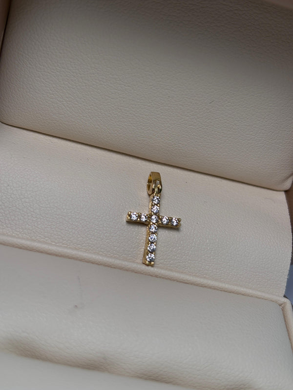 DIJE CRUZ CIRCONES 1,18GR LARGO 2CM ANCHO 1,1CM NACI ORO 18KT