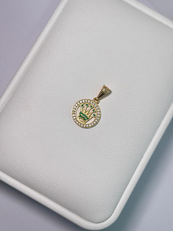 DIJE RX CIRCONES VERDES 1,22GR LARGO 2CM ANCHO 1,3CM NACI ORO 18KT