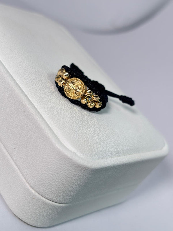 ANILLO TEJIDO SAN BENITO 1GR 10 BALINES #3 DIAMANTADOS NACI ORO 18KT