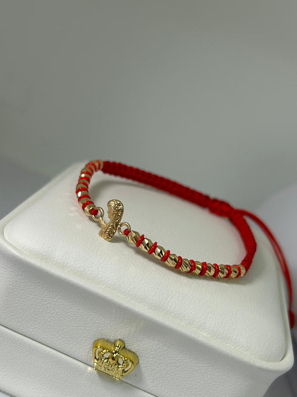 PULSERA TEJIDA VIRGEN 1,32GR 20 BALINES #3 NACI ORO 18KT