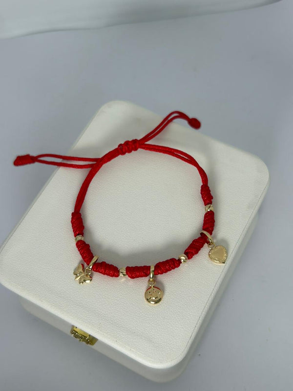PULSERA TEJIDA DIJES COLGANTES 0,95D BALIN #3 NACI ORO 18KT