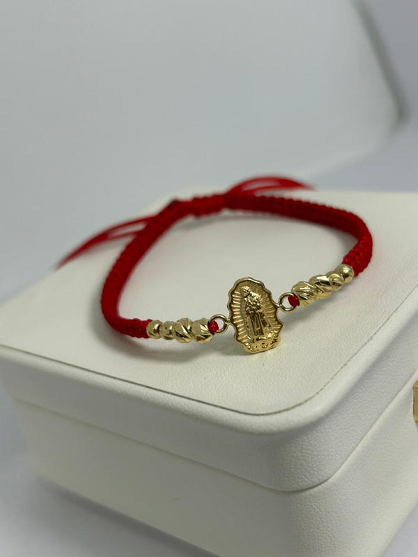 PULSERA TEJIDA VIRGEN GUADALUPE 1,0GR BALIN #3 Y #4 NACI ORO 18KT