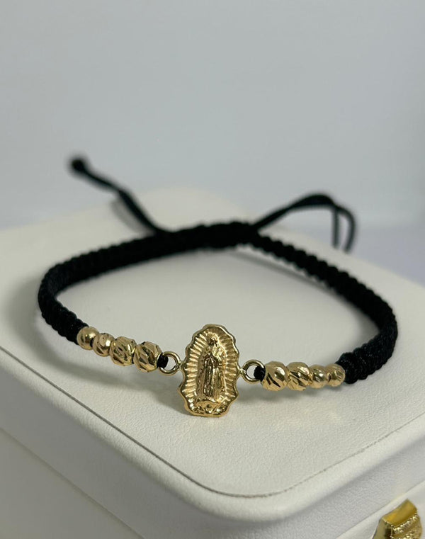 PULSERA TEJIDA VIRGEN GUADALUPE 1,0GR BALIN #3 Y #4 NACI ORO 18KT