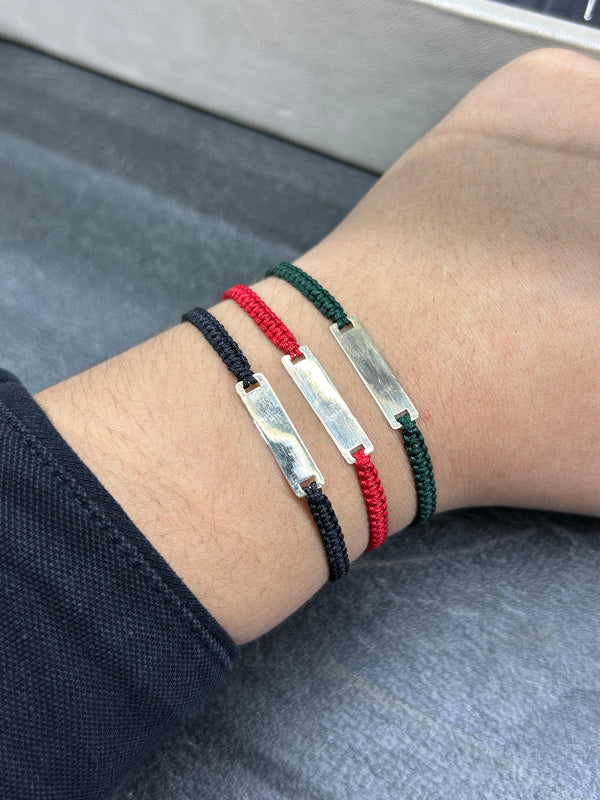 PULSERA TEJIDA PLACA 0,43D LARGO 2,3CM ANCHO 7MM NACÍ ORO 18KT